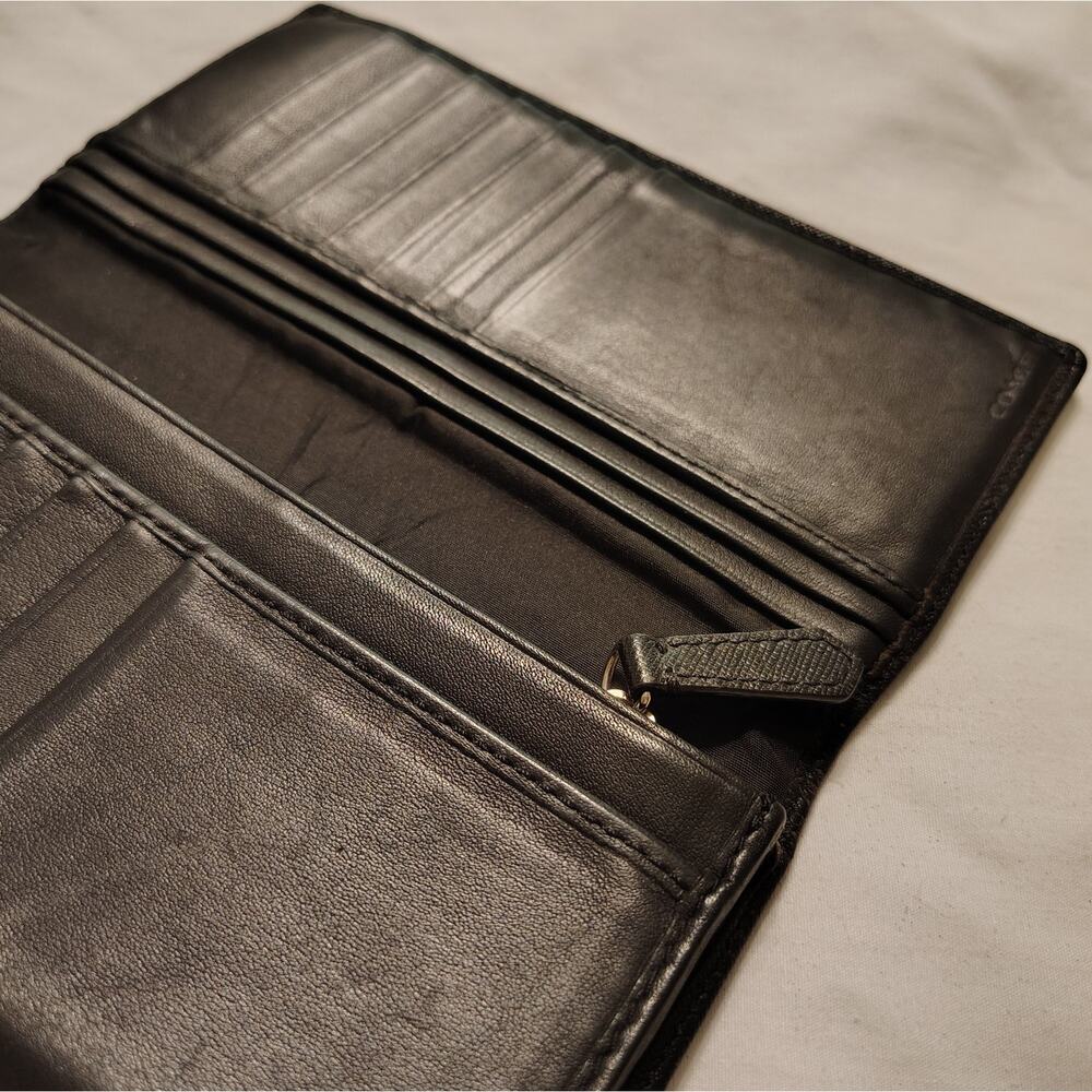 Vintage Coach Wallet Slim Bifold Black Cross-grain Leather Classic Men's Women's - Picture 7 of 15